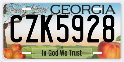 GA license plate CZK5928