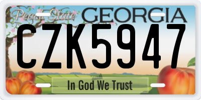 GA license plate CZK5947