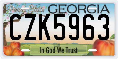 GA license plate CZK5963