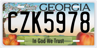 GA license plate CZK5978
