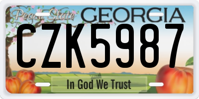 GA license plate CZK5987