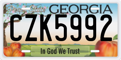 GA license plate CZK5992
