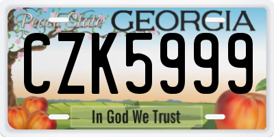 GA license plate CZK5999