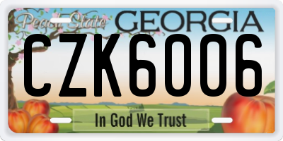 GA license plate CZK6006