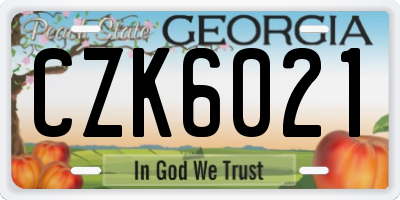 GA license plate CZK6021