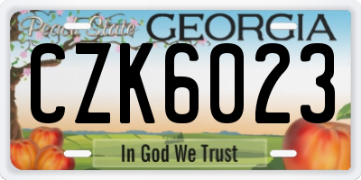 GA license plate CZK6023