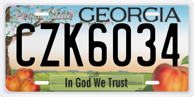 GA license plate CZK6034