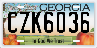 GA license plate CZK6036
