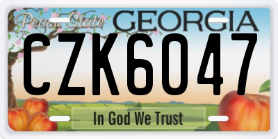 GA license plate CZK6047
