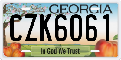 GA license plate CZK6061