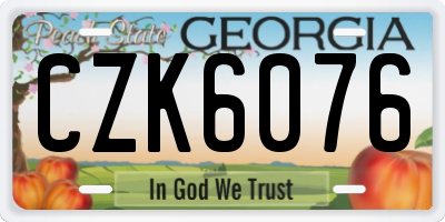 GA license plate CZK6076