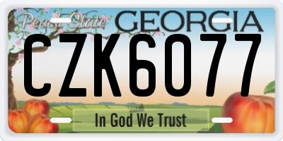GA license plate CZK6077