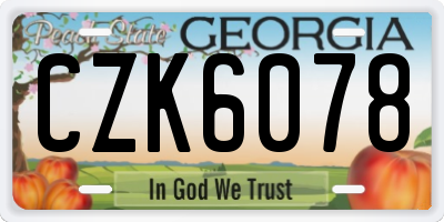 GA license plate CZK6078