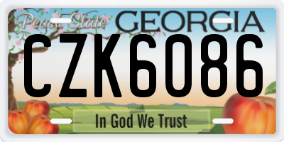 GA license plate CZK6086