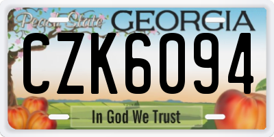 GA license plate CZK6094