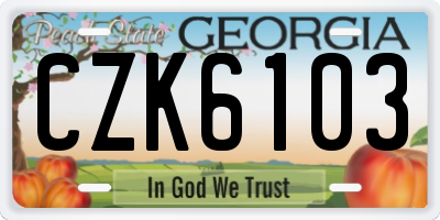 GA license plate CZK6103
