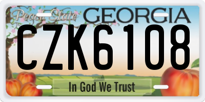 GA license plate CZK6108