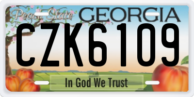 GA license plate CZK6109