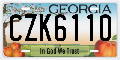 GA license plate CZK6110
