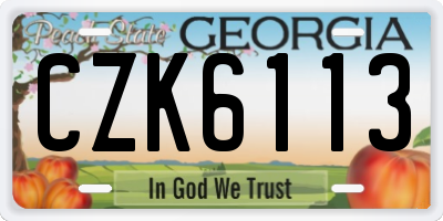 GA license plate CZK6113