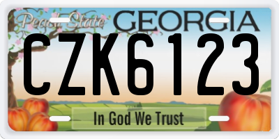 GA license plate CZK6123