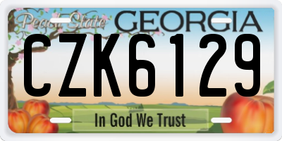 GA license plate CZK6129