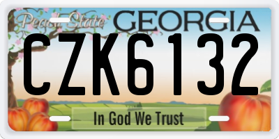 GA license plate CZK6132