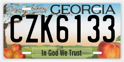 GA license plate CZK6133