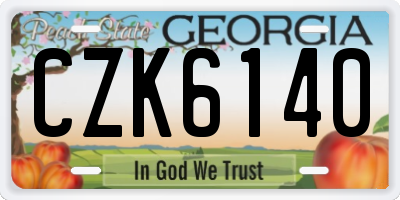 GA license plate CZK6140