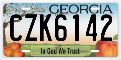 GA license plate CZK6142