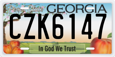 GA license plate CZK6147