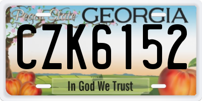 GA license plate CZK6152