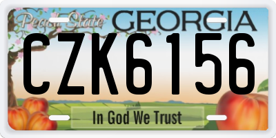 GA license plate CZK6156