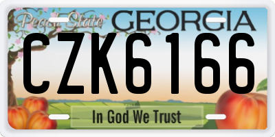 GA license plate CZK6166