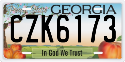 GA license plate CZK6173