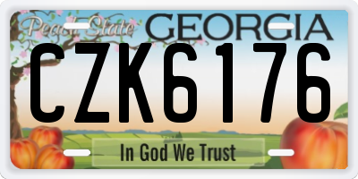 GA license plate CZK6176