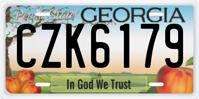GA license plate CZK6179