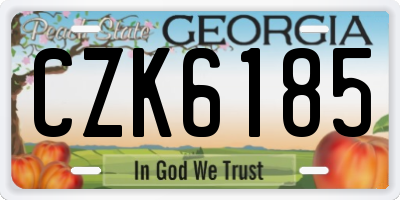 GA license plate CZK6185