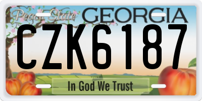 GA license plate CZK6187