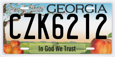 GA license plate CZK6212