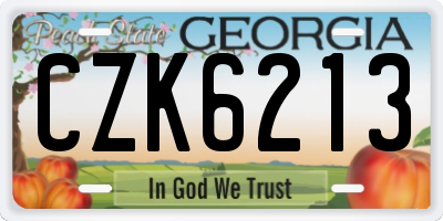 GA license plate CZK6213