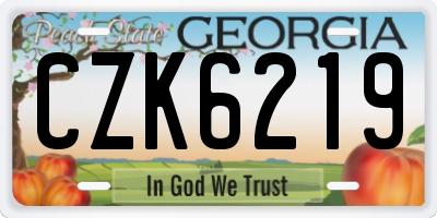 GA license plate CZK6219