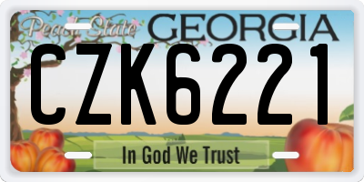 GA license plate CZK6221