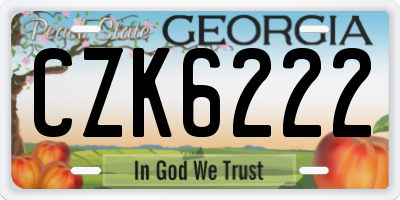 GA license plate CZK6222