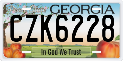 GA license plate CZK6228