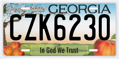 GA license plate CZK6230