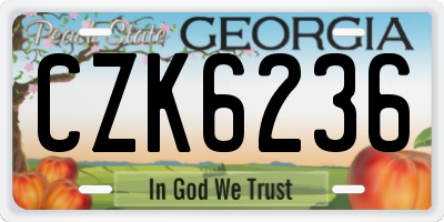 GA license plate CZK6236