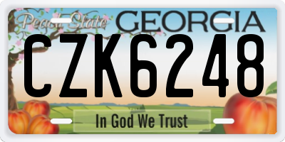 GA license plate CZK6248