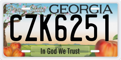 GA license plate CZK6251