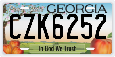 GA license plate CZK6252